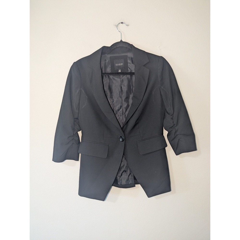 XS The Limited Black Collection 3/4 Ruched Sleeve Blazer